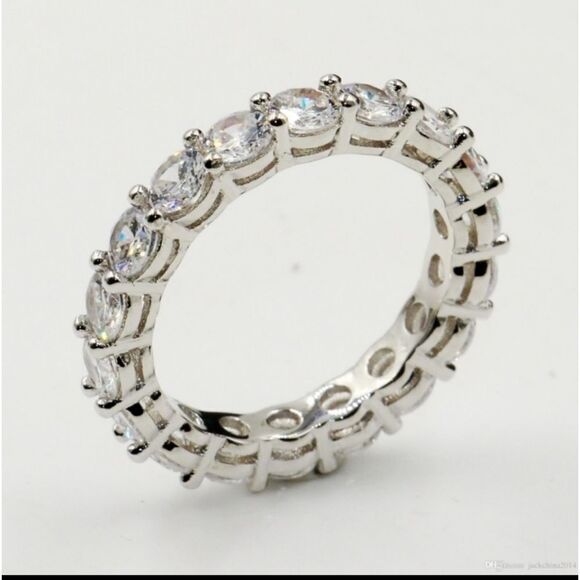 Sterling Silver CZ Princess Cut Eternity B… - Picture 3 of 4